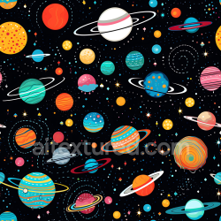 seamless Seamless 3D Space PBR Texture Featuring Cartoon Planets and Starfield texture 8k free download PBR