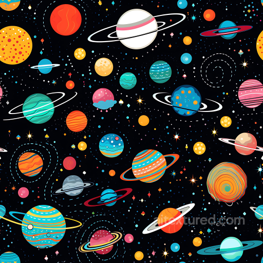 Space PBR Texture Featuring Cartoon Planets and Starfield seamless Star, space, planets PBR texture