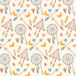 seamless Seamless 3D PBR Boho Fabric Texture with Dreamcatchers, Arrows, and Crystals texture 8k free download PBR