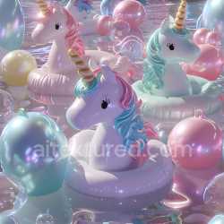 seamless Seamless 3D Inflated Vinyl Panels Texture in Pastel Pink and Blue with Puffy Unicorn Motif texture 8k free download PBR