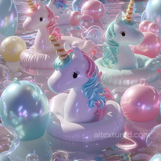 Inflated PBR Texture of Pastel Vinyl Unicorn Pool Floats seamless Inflated PBR texture