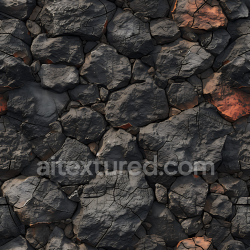 seamless Seamless 3D Charred Volcanic Rock Ground PBR Texture with Cracked Surface and Dark Tones texture 8k free download PBR