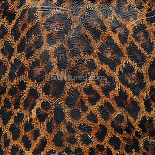 Seamless 3D patterned glossy black and brown leather PBR texture with fine wrinkled surface