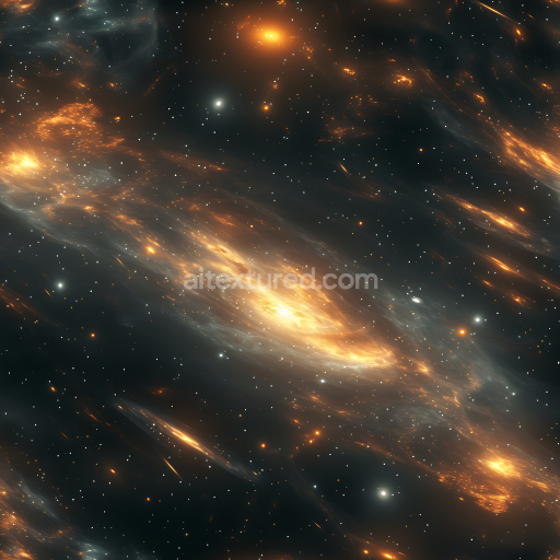 Seamless 3D Space PBR Texture Featuring Glowing Nebula Clouds and Sparse Starfield