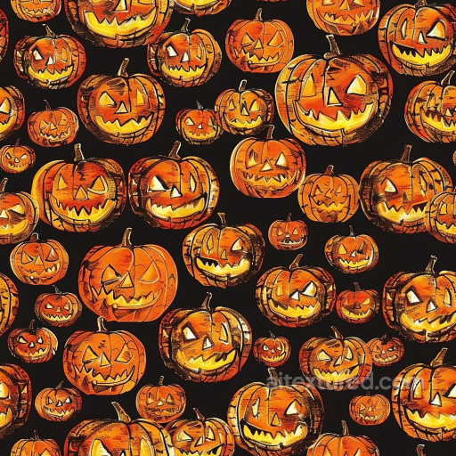 Vintage Halloween Jack-o'-Lantern Pumpkins Pattern Seamless Texture seamless Vintage Halloween PBR texture