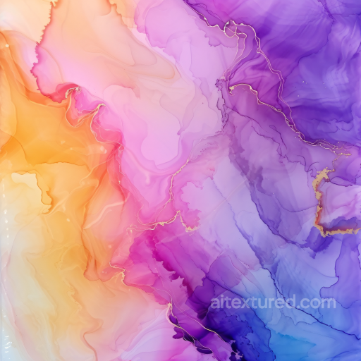 Alcohol Ink PBR Texture Featuring Fluid Purple, Pink, and Orange Waves seamless Alcohol ink PBR texture
