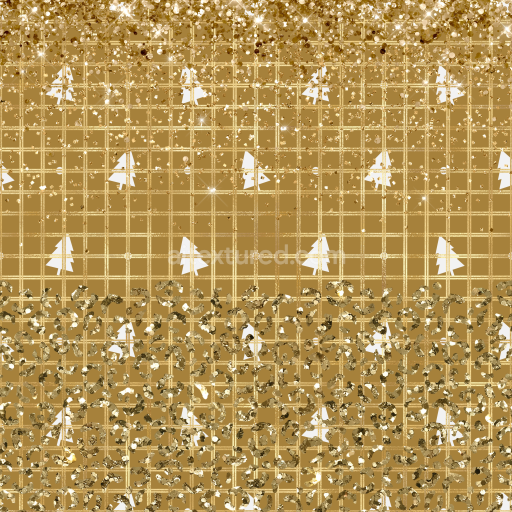 Seamless 3D PBR Golden Glitter Digital Paper Texture with Christmas Tree Pattern