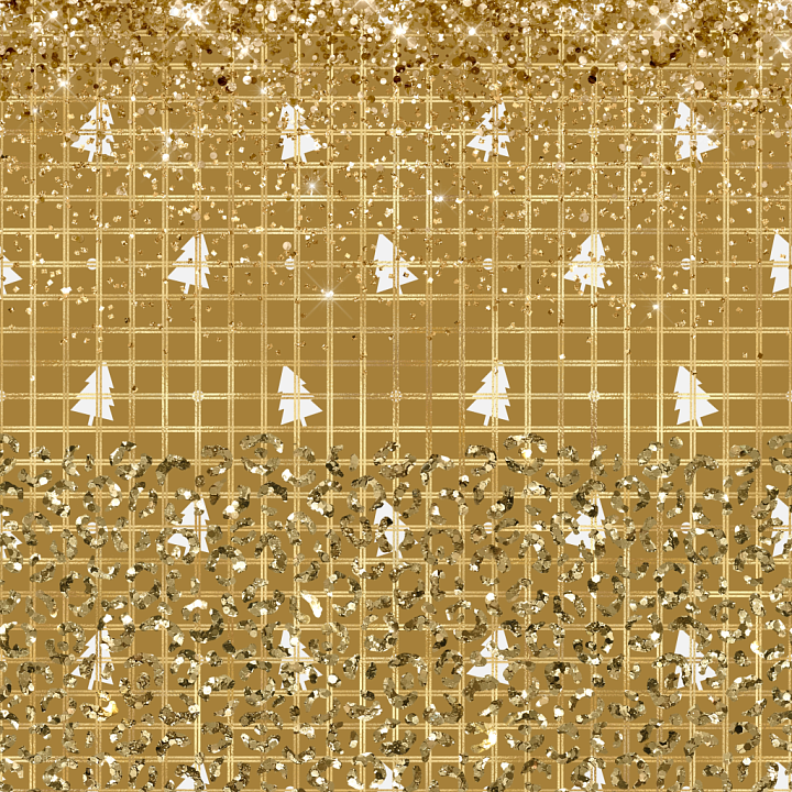 Golden Glitter Digital Paper with Christmas Tree Pattern seamless PBR texture preview