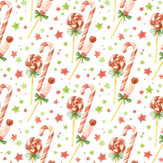 Watercolor Christmas Texture with Candy Cane and Lollipop Pattern Watercolor Christmas texture preview