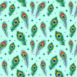 Pattern Bundle - Seamless 3D Pattern PBR Texture Featuring Vibrant Peacock Feather Motifs on Mint Backgrou… texture preview