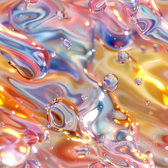 Featuring Colorful Glossy Liquid Surface with Water Droplets Glossy texture preview