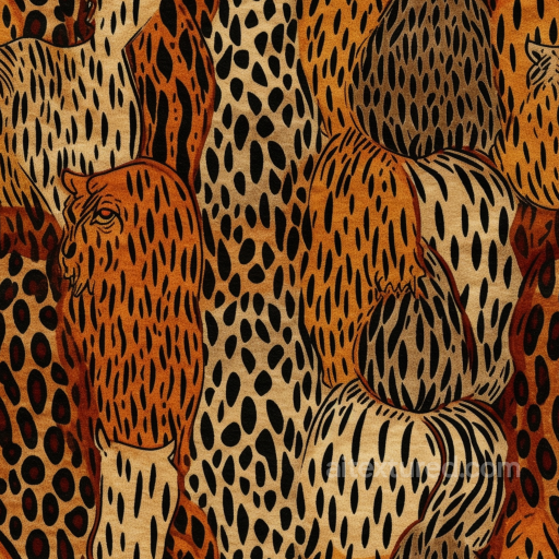 Leopard Print Fabric Texture with Warm Earth Tones seamless Leopard Print PBR texture