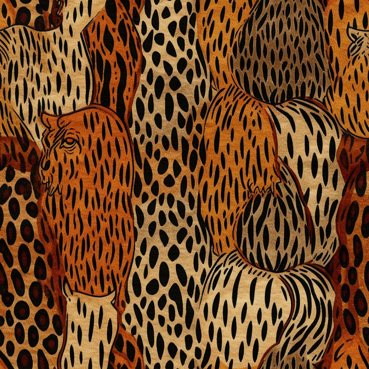 Leopard Print Fabric with Warm Earth Tones seamless PBR texture preview