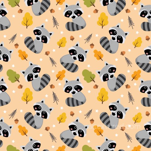 Pattern PBR Texture with Playful Raccoon Motifs and Autumn Leaves seamless Pattern Bundle PBR texture