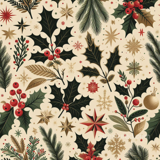 Christmas Vintage Texture of Vintage Christmas Foliage and Stars Pattern Christmas vintage texture preview