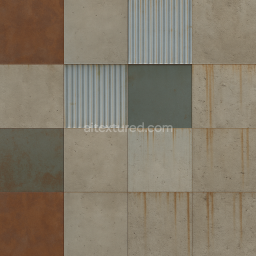 Seamless 3d texture pbr 8k smooth concrete surface with weathered steel accents