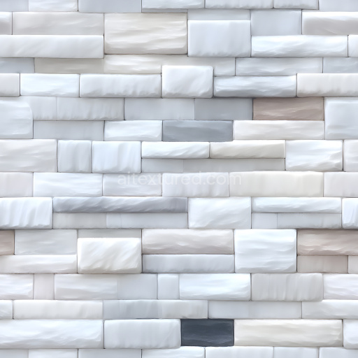 Seamless 3D Cracked White Stone Wall PBR Texture with Subtle Chip Details