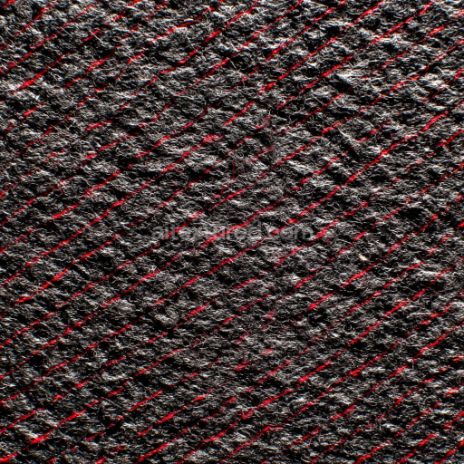 Seamless 3D Felt PBR Texture Featuring Dense Black Fibers with Red Diagonal Lines
