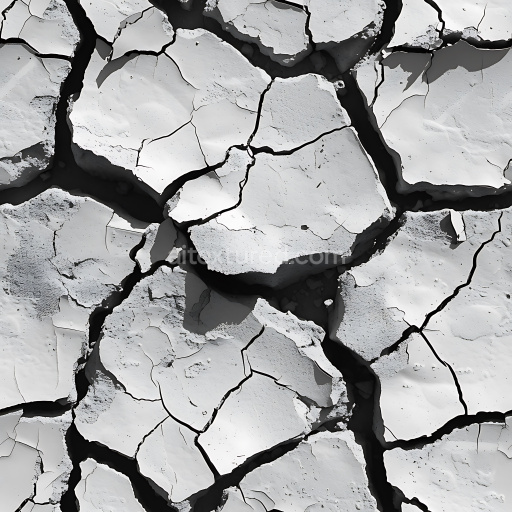 Seamless 3D Cracked Dry Soil PBR Texture with Deep Holes and Sharp Fractures