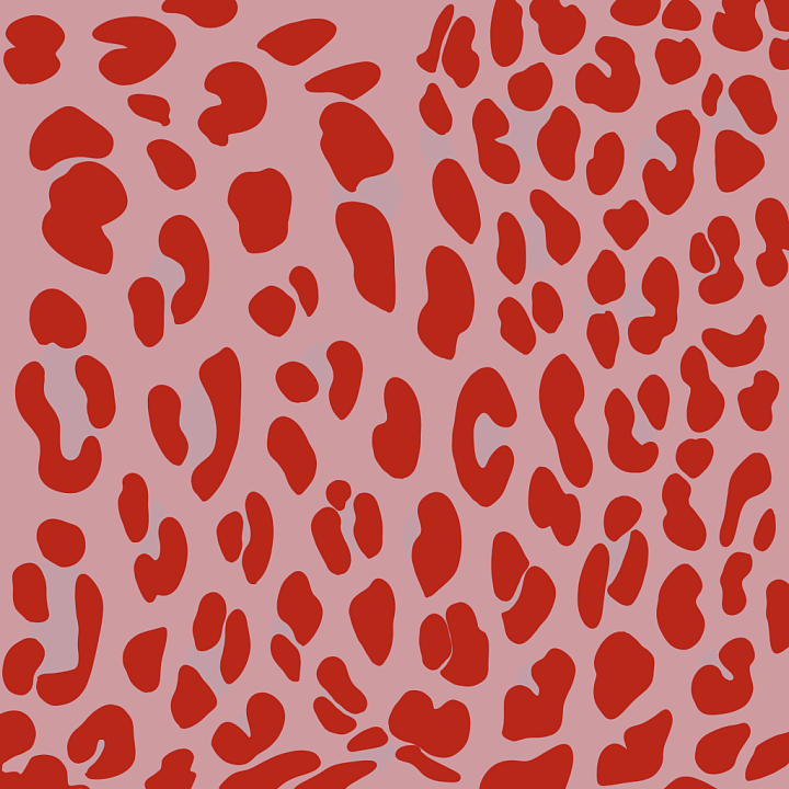 Red Leopard Print Fabric with Abstract Spots seamless PBR texture preview
