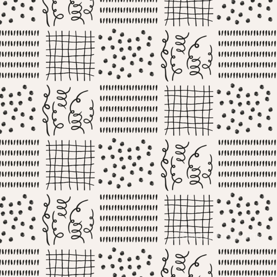 with Hand-Drawn Black & White Grid and Dots Pattern White & Black texture preview