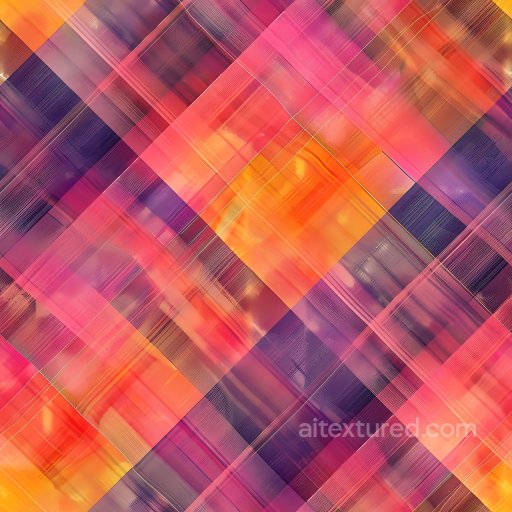 Seamless 3D PBR Plaid Texture Featuring Vibrant Orange, Pink, and Purple Hues with Smooth… texture preview