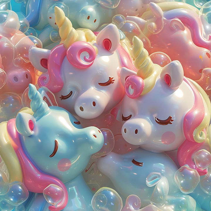 Inflated of Glossy Unicorn Balloon Cluster seamless PBR texture preview