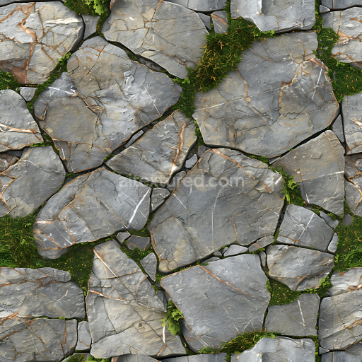 Preview — Seamless 3D PBR Texture of Mossy Grey Stone Ground with Natural Cracks