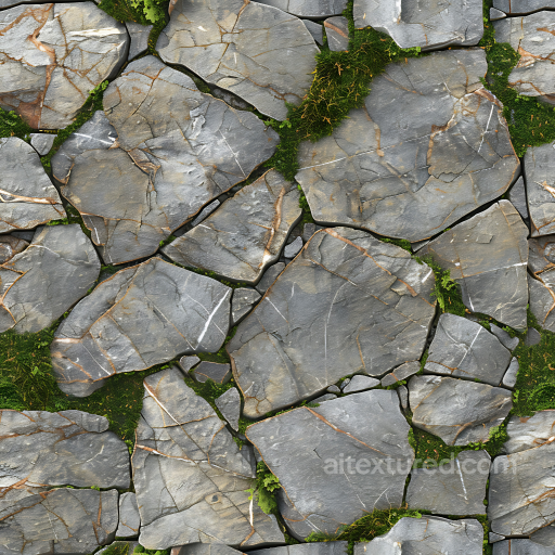Mossy gray Stone Ground Seamless Texture with Natural Cracks seamless Stone PBR texture