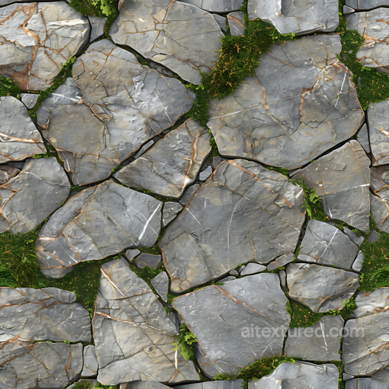 Mossy gray Stone Ground Seamless Texture with Natural Cracks Stone texture preview