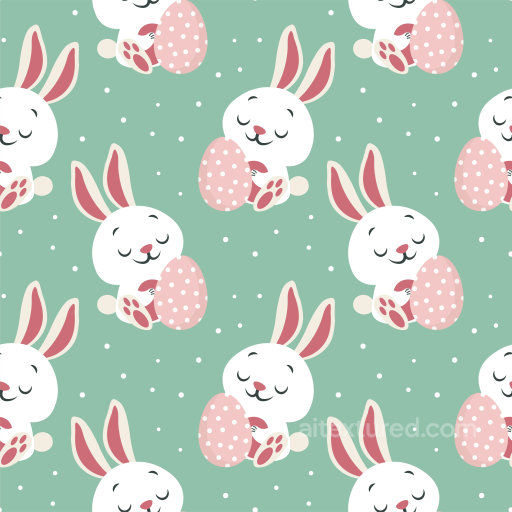 All Easter Digital paper Texture of Cute Easter Bunny with Polka Dot Egg Pattern seamless All Easter Digital paper PBR texture