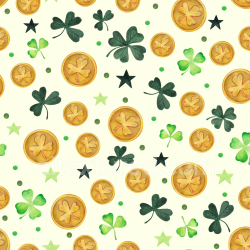 seamless Seamless 3D PBR Texture featuring St Patrick Theme with Coins and Shamrocks texture 8k free download PBR