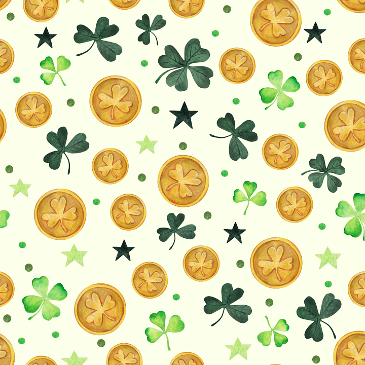 featuring St Patrick Theme with Coins and Shamrocks seamless PBR texture preview