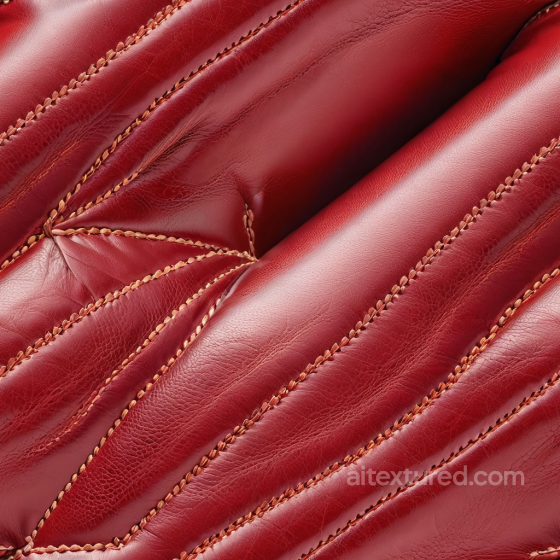 Glossy Quilted Red Leather PBR Texture with Distinct Stitching and Wrinkles Leather texture preview