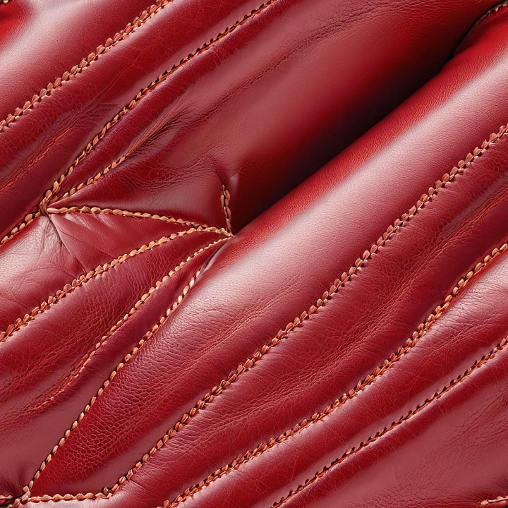 Glossy Quilted Red Leather with Distinct Stitching and Wrinkles seamless PBR texture preview
