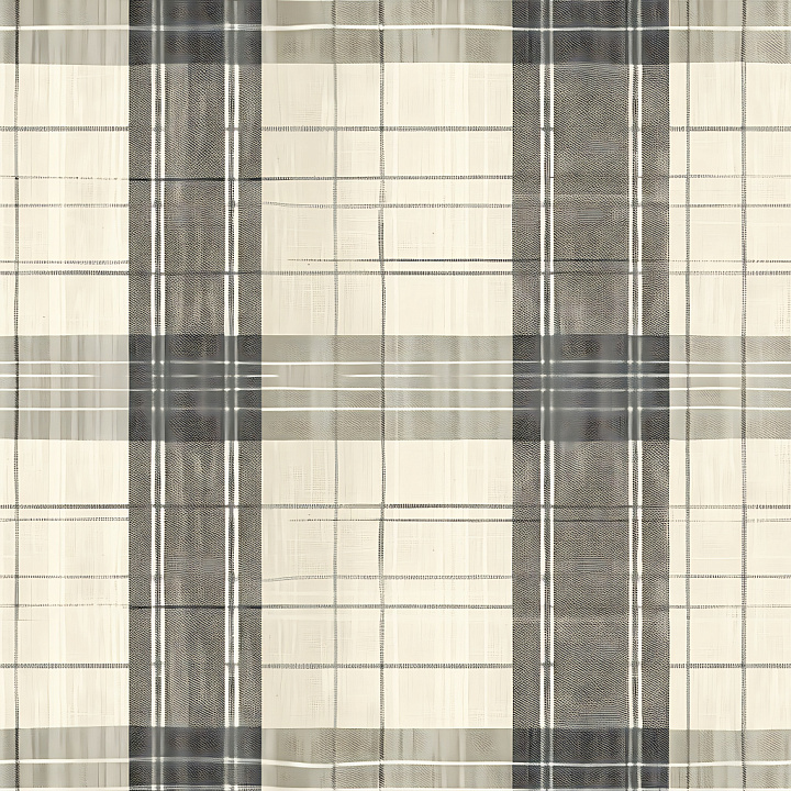 Black and White Plaid Fabric with Subtle Brush Strokes seamless PBR texture preview
