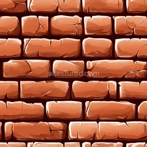 Seamless 3D Cracked Red Brick Wall PBR Texture with Jagged Fractures