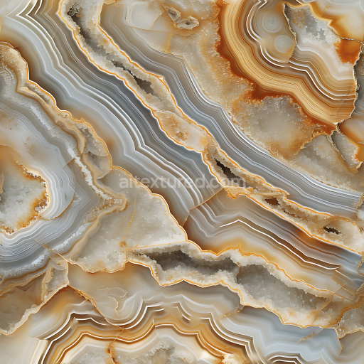 Seamless 3D Agate Stone PBR Texture with Layered Crystal Bands and Earthy Tones