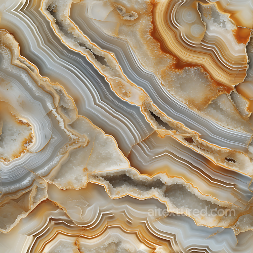 Agate Stone PBR Texture with Layered Crystal Bands and Earthy Tones seamless Stone PBR texture