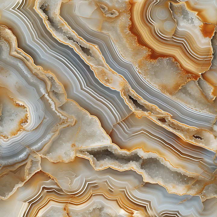 Agate Stone with Layered Crystal Bands and Earthy Tones seamless PBR texture preview