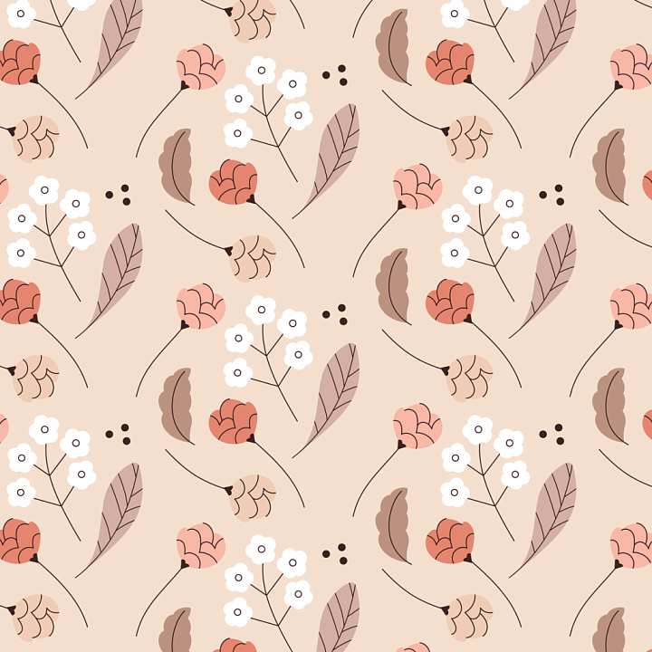 Fabric with Pastel Boho Floral Pattern seamless PBR texture preview