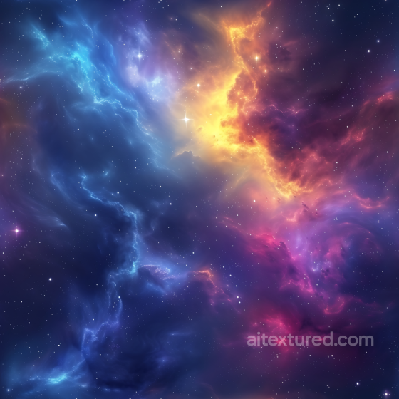 Space PBR Texture Featuring Vivid Blue and Orange Nebula Clouds Star, space, planets texture preview
