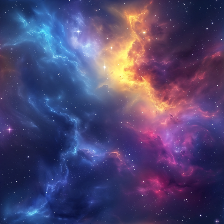 Space Featuring Vibrant Nebula Clouds & Starfield seamless PBR texture preview
