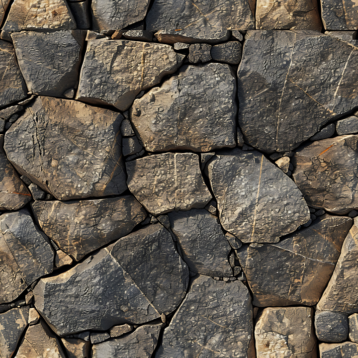 Stone of Rugged Rocky Ground with Natural Cracks and Earthy Tones seamless PBR texture preview