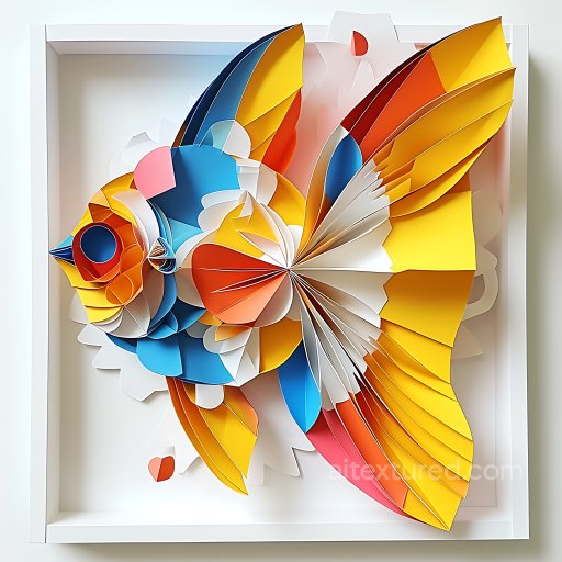 Animal - Seamless 3D PBR Texture Featuring Origami-Style Butterfly Fish with Colorful Layered Folds texture preview