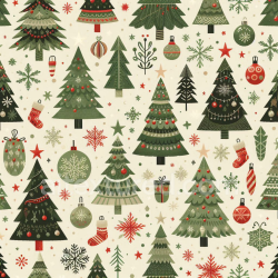 seamless Seamless 3D PBR Texture of Festive Christmas Trees and Ornaments Pattern texture 8k free download PBR