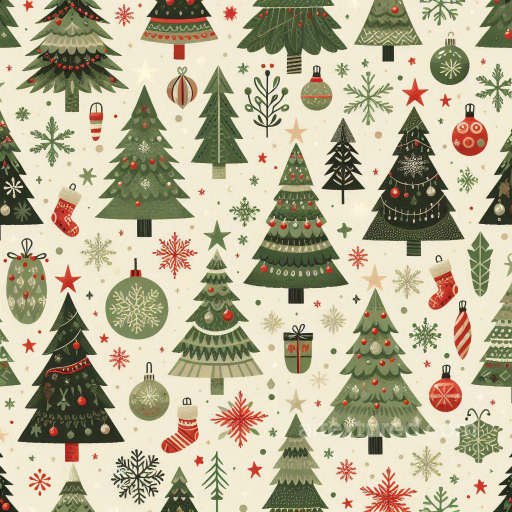 All Christmas Digital paper Texture of Festive Christmas Trees and Ornaments Pattern seamless All Christmas Digital paper PBR texture