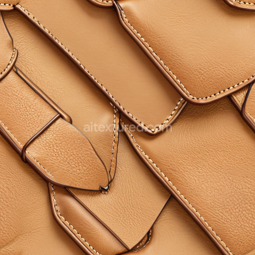 Seamless 3D PBR Texture of Smooth Tan Leather with Detailed Stitching and Soft Grain