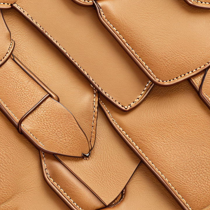 Smooth Tan Leather with Detailed Stitching and Soft Grain seamless PBR texture preview