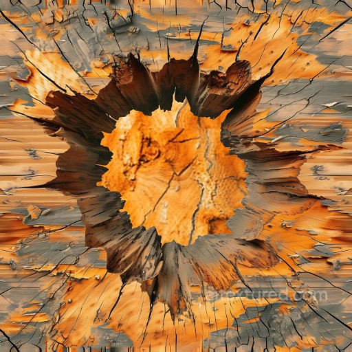 Cracked Wood Hole PBR Texture with Chipped Edges and Darkened Splits seamless Cracked & Holes PBR texture